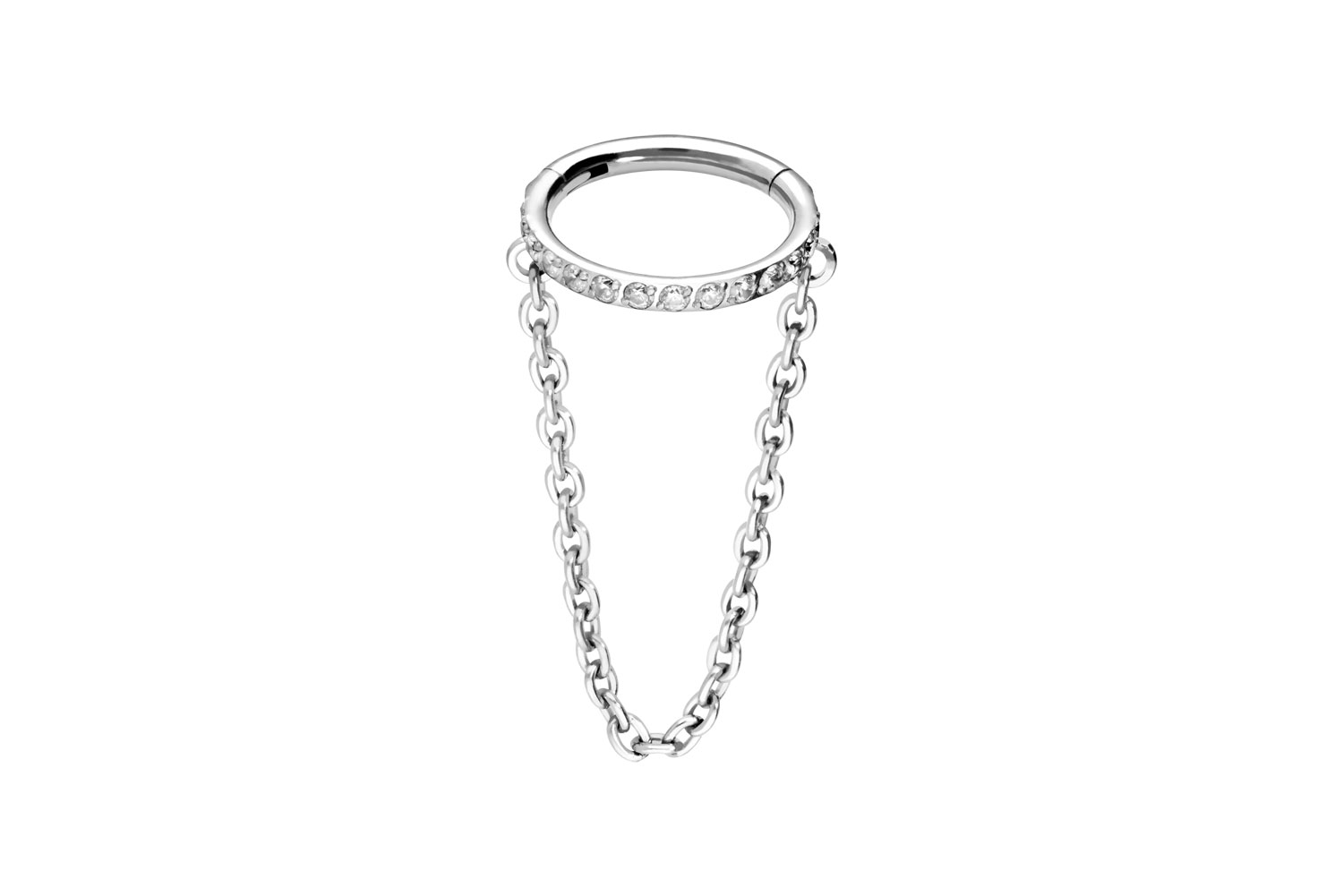 Titan Segmentring Clicker Piercing EINGEFASSTE KRISTALLE + KETTE